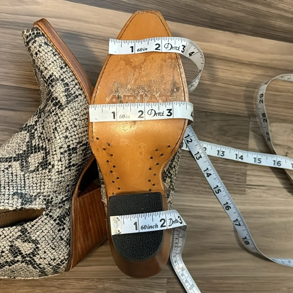 Ariat Leather Snake Print Dixon Snip Toe Ankle Slip On Bootie Boots 6.5 - Picture 14 of 14